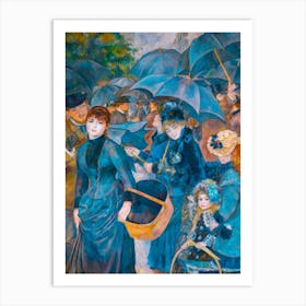 Pierre-Auguste Renoir, The Umbrellas, circa 1881-86 Teal Umbrella Ladies HD Remastered Art Print