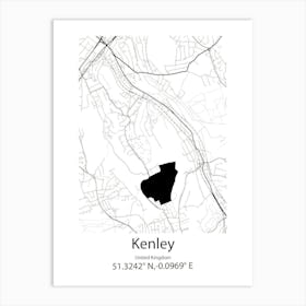 Kenley,United Kingdom Minimalist Map Poster