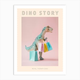 Pastel Toy Dinosaur With Shopping Bags 1 Poster Art Print