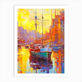 Sunset In The Harbor Art Print