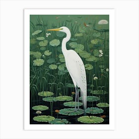 Ohara Koson Inspired Bird Painting Egret 3 Art Print