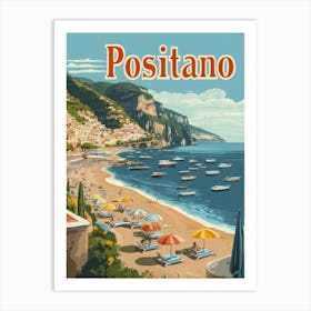 Aihrgdesign A Classic 1960s Travel Poster For Positano 1 Art Print