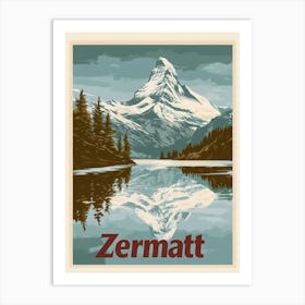 Aihrgdesign A Mid Century Modern Travel Poster For Zermatt 4 Art Print