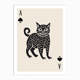Playing Cards Cat 1 Black And White 2 Art Print
