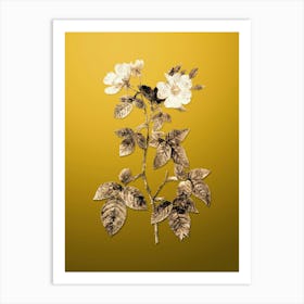 Gold Botanical Red Bramble Leaved Rose on Mango Yellow n.4413 Art Print
