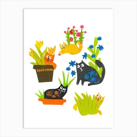 Gardencats Art Print
