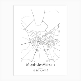 Mont De Marsan,France Minimalist Map Art Print