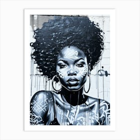 Graffiti Mural Of Beautiful Black Woman 298 Art Print