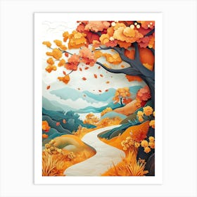 Beautiful Landscape Paper Craft Style 11 Art Print