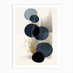 Black, Blue And Gold Abstract Painting 5 Art Print