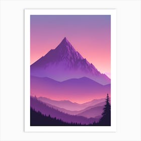 Misty Mountains Vertical Composition In Purple Tone 47 Art Print