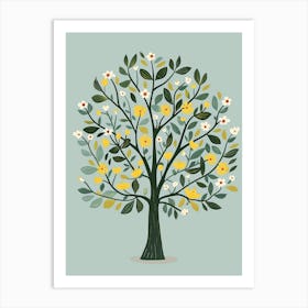 Sycamore Tree Flat Illustration 3 Art Print