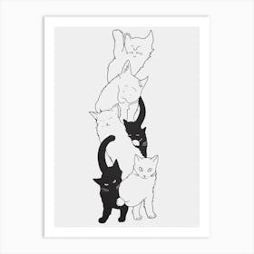 Stack Of Cat Line Drawing 1 Art Print