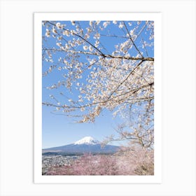 Charming View Of Mount Fuji With Cherry Blossoms Art Print