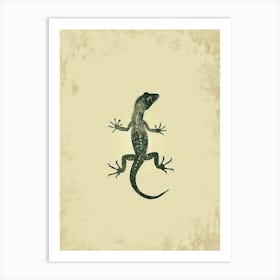 Forest Green Moorish Gecko Lizard Block Print 1 Art Print