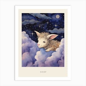 Baby Goat Sleeping In The Clouds Nursery Poster Art Print
