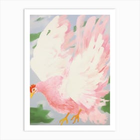 Pink Ethereal Bird Painting Chicken 1 Art Print