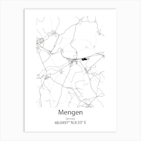 Mengen,Germany Minimalist Map Art Print