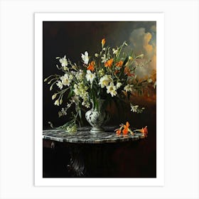 Baroque Floral Still Life Lisianthus 4 Art Print