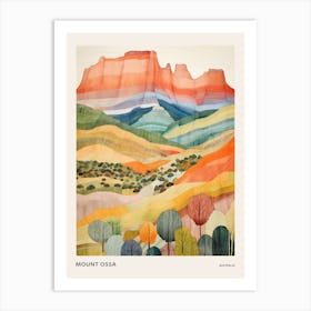 Mount Ossa Australia 3 Colourful Mountain Illustration Poster Art Print