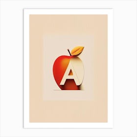 A  Apple, Letter, Alphabet Retro Minimal Art Print