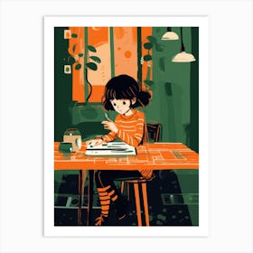 Girl Sitting At The Table Art Print