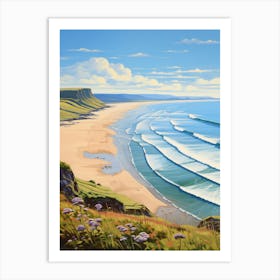 A Painting Of Rhossili Bay, Swansea Wales 4 Art Print