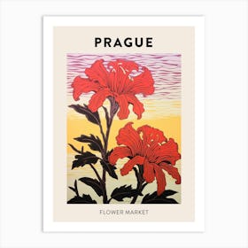 Prague Czech Republic Botanical Flower Market Poster Art Print