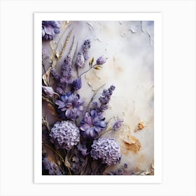 Purple Flowers On A White Background Art Print