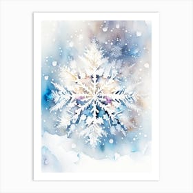 Winter Snowflake Pattern, Snowflakes, Storybook Watercolours 2 Art Print