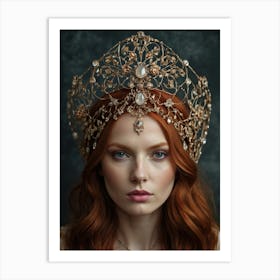 Portrait of a girl wearing a crown on her head Art Print