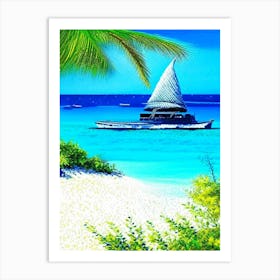 Ambergris Cay Turks And Caicos Pointillism Style Tropical Destination Art Print