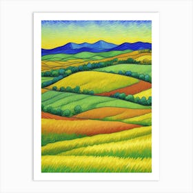 Mountains Aglow: A Journey of Colors Tuscan Landscape Art Print