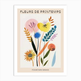 Spring Floral French Poster  Fountain Grass 1 Art Print