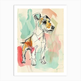 Jack Russel Dog Pastel Watercolour Line Illustration Art Print