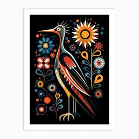 Folk Bird Illustration Roadrunner Art Print