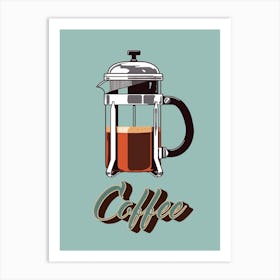 French Press, Retro Kitchen Print Art Print