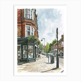 Brent London Borough   Street Watercolour 3 Art Print