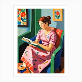 Reading A Book Art Print