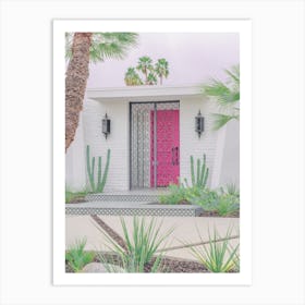 Moroccan Style Gate And Pink Door On A Mid Century Modern Home In Palm Springs California Art Print