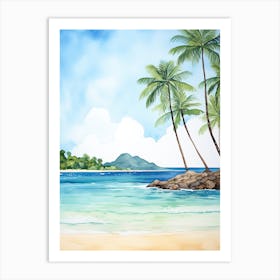 Watercolour Of Lanikai Beach   Oahu Hawaii Usa 1 Art Print