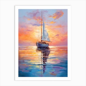 Sailboat At Sunset 1 Art Print