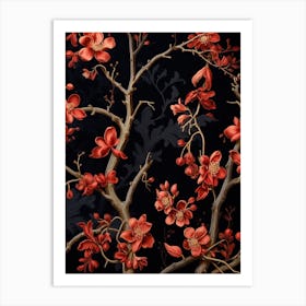 Witch Hazel 2 William Morris Style Winter Florals Art Print