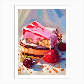 Strawberry Cake Oil Painting 2 Art Print