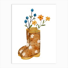 Flowering Boots cottagecore artwork Art Print