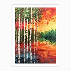 Sunset Birch Trees 2 Art Print