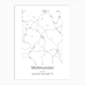 Weilmunster,Germany Minimalist Map Art Print