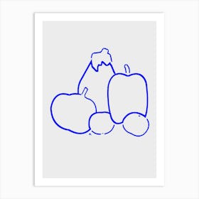 Fruits in blue Art Print