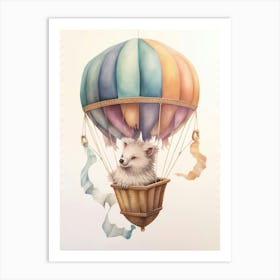 Baby Porcupine 1 In A Hot Air Balloon Art Print