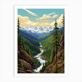 North Cascades National Park Retro Pop Art 7 Art Print